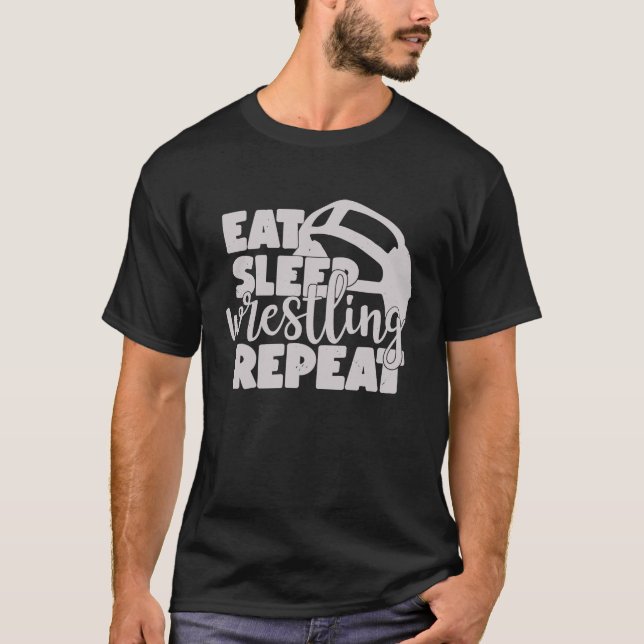 Eat Sleep Wrestling Repeat Cute for Mom T-Shirt (Vorderseite)