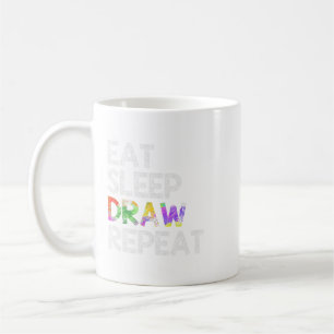 Eat Sleep Zeichnete Wiederholung Funny Paint Sketc Kaffeetasse