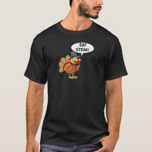 Eat Steak Erntedank Türkei Pilgrim Cartoon T-Shirt