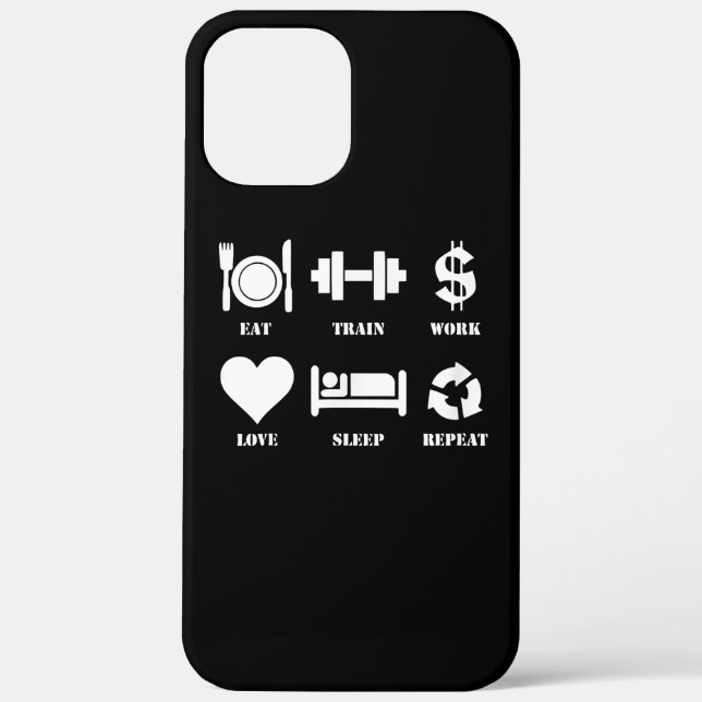Eat Train Work Love Sleep Repeat Motivational Gym Case-Mate iPhone Hülle (Rückseite)