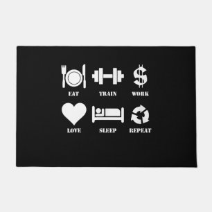 Eat Train Work Love Sleep Repeat Motivational Gym Fußmatte