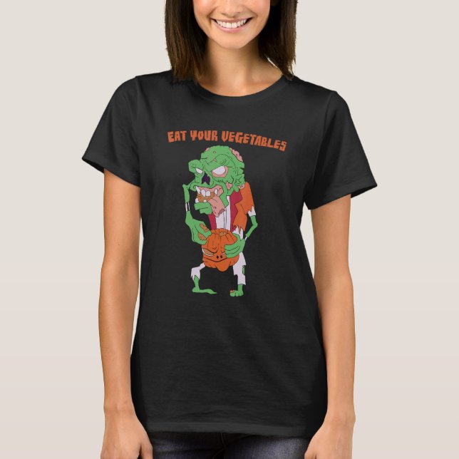 Eat Your Vegetables Zombie Weightlifting Gym Stren T-Shirt (Vorderseite)