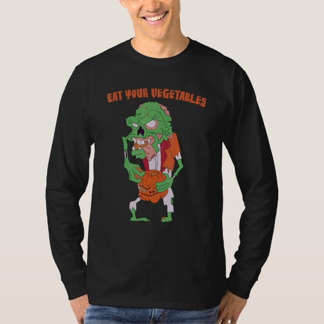 Eat Your Vegetables Zombie Weightlifting Gym Stren T-Shirt (Vorderseite)