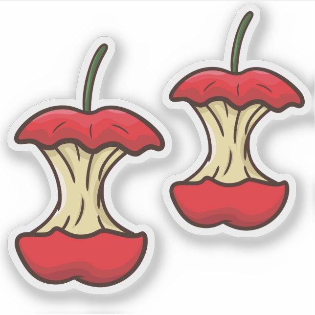 Eaten Apple Core Retro-Stil lustige Früchte Aufkleber (Vorderseite)