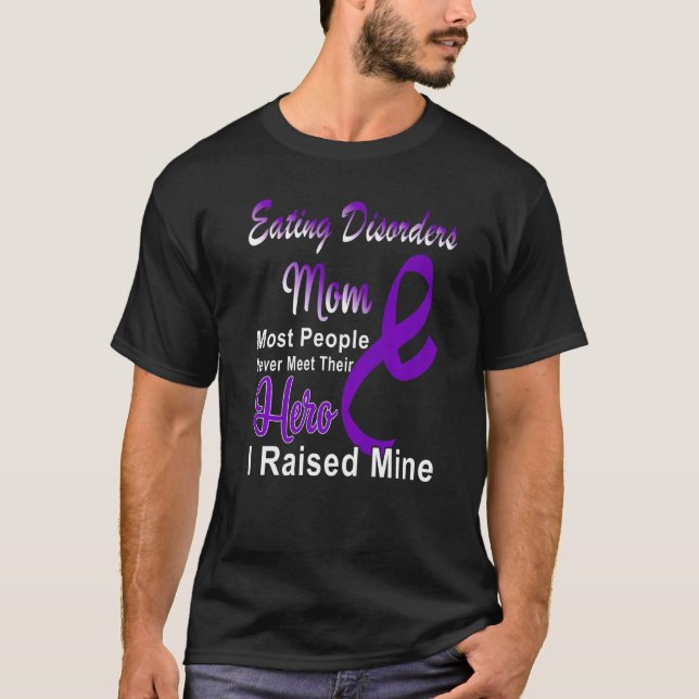 Eating Disorders Awareness Mom Support Purple Ribb T-Shirt (Vorderseite)