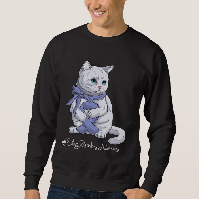 Eating Disorders Awareness Month Orange Ribbon Cat Sweatshirt (Vorderseite)