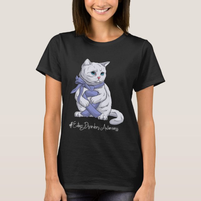 Eating Disorders Awareness Month Orange Ribbon Cat T-Shirt (Vorderseite)