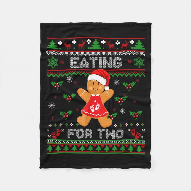 Eating For Two Pregnancy Announcement Ugly Sweater Fleecedecke (Vorderseite)