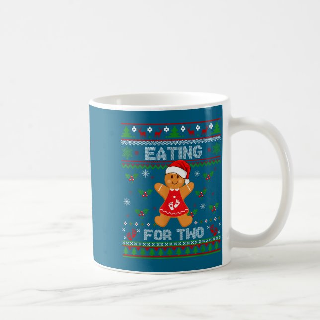 Eating For Two Pregnancy Announcement Ugly Sweater Kaffeetasse (Rechts)