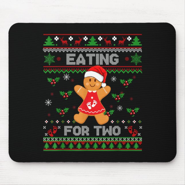 Eating For Two Pregnancy Announcement Ugly Sweater Mousepad (Vorne)