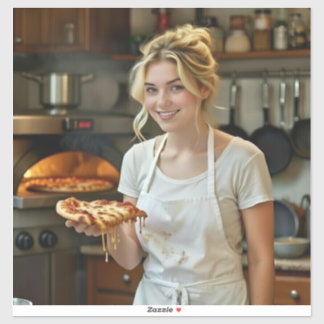 Eating Pizza Photo Personalize Customize Aufkleber