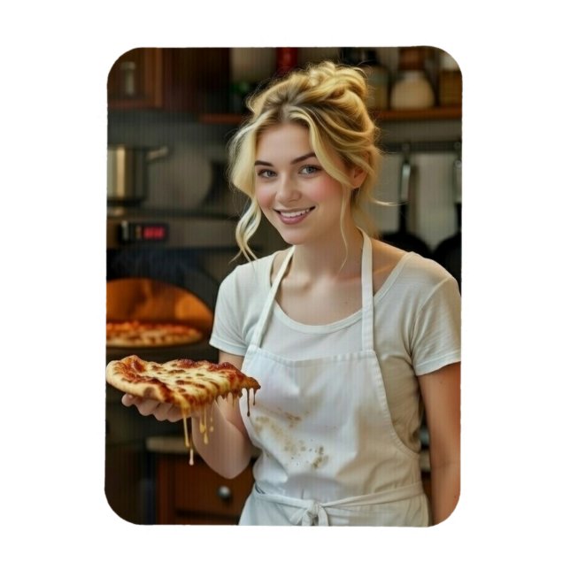 Eating Pizza Photo Personalize Customize Magnet (Vertikal)