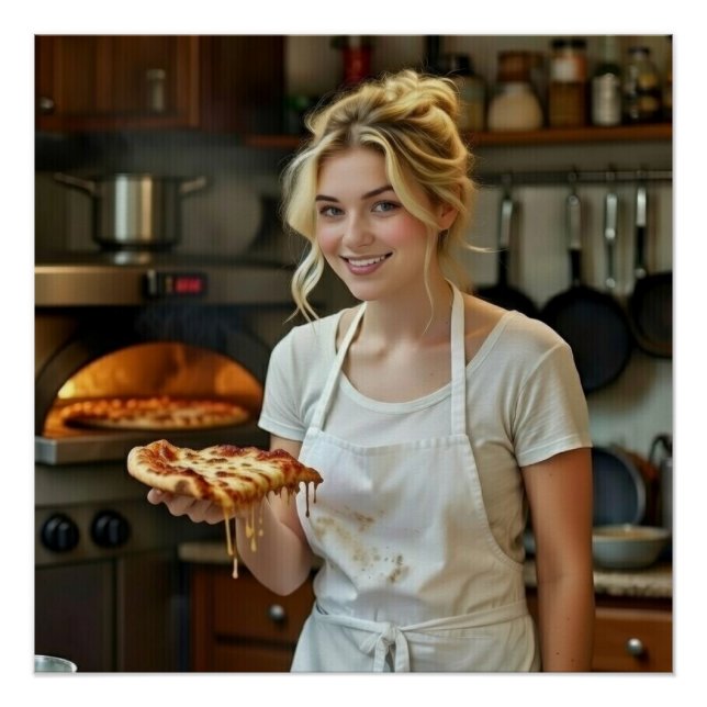 Eating Pizza Photo Personalize Customize Poster (Vorderseite)