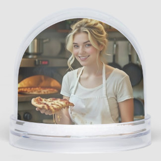Eating Pizza Photo Personalize Customize Schneekugeln