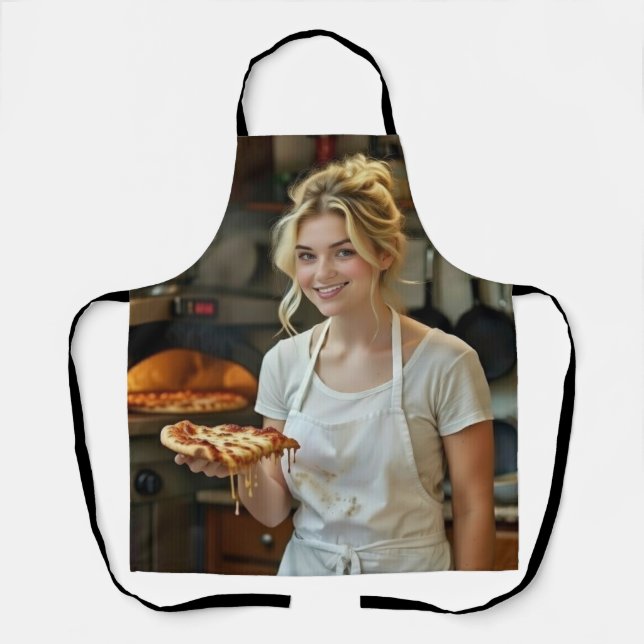 Eating Pizza Photo Personalize Customize Schürze (Vorderseite)