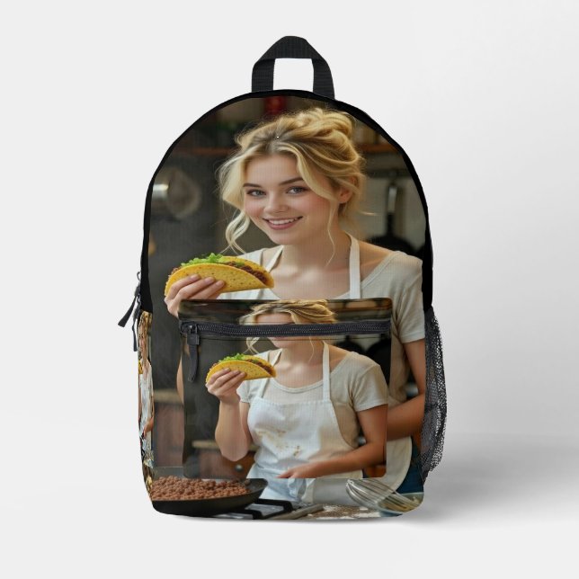 Eating Tacos Photo Personalize Customize Bedruckter Rucksack (Vorderseite)