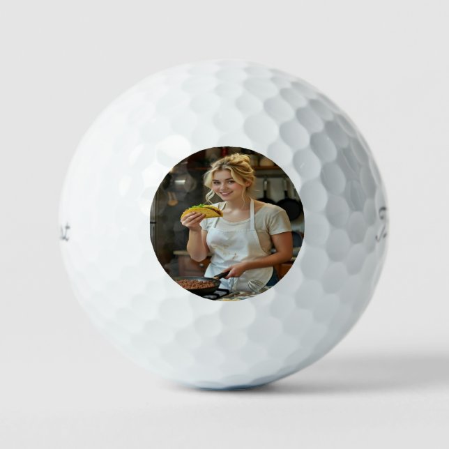 Eating Tacos Photo Personalize Customize Golfball (Vorderseite)