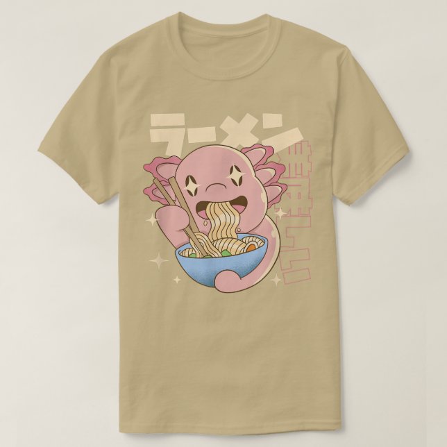 EATSALOTL RAMEN Japanischer Axolotl Eating Noodles T-Shirt (Design vorne)