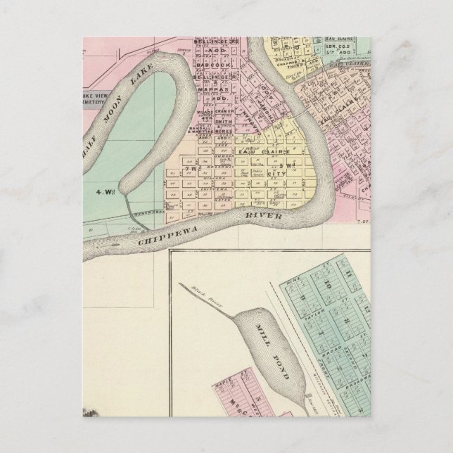 Eau Claire und Medford Postkarte (Vorderseite)