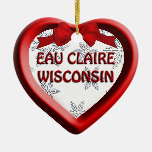 Eau Claire Wisconsin Herz Weihnachtsschmuck (Vorne)