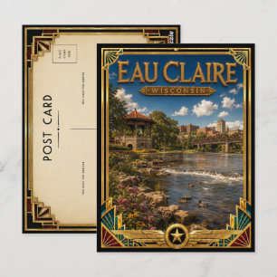 Eau Claire Wisconsin Vintage Art Deco Golden Age Postkarte