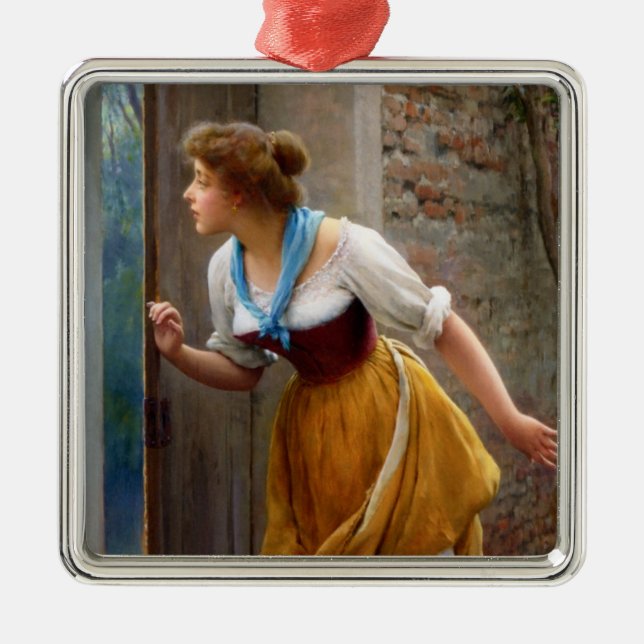 Eavesdropping (von Eugene de Blaas) Ornament Aus Metall (Vorne)