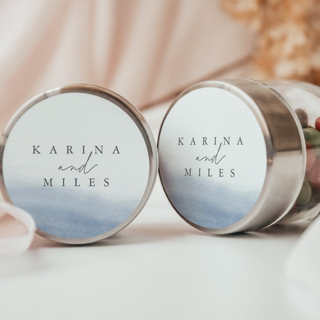 Ebb Tide | Coastal Watercolor Hochzeit Runder Aufkleber (Von Creator hochgeladen)