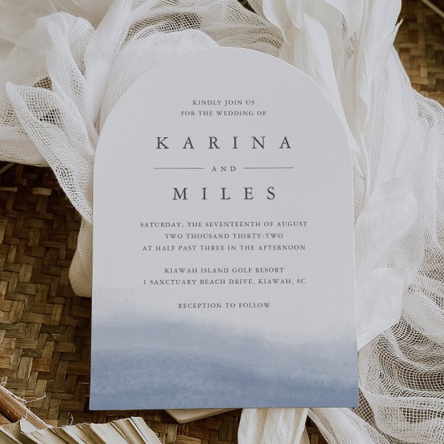 Ebb Tide Coastal Watercolor Wedding Einladung (Von Creator hochgeladen)