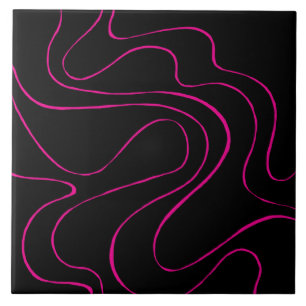 Ebb und Flow 2 - Magenta und Schwarz Fliese
