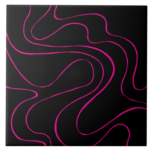 Ebb und Flow 2 - Magenta und Schwarz Fliese (Vorderseite)