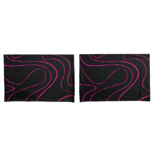 Ebb und Flow 2 - Magenta und Schwarz Kissenbezug
