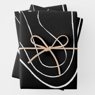 Ebb und Flow 2 - Schwarz auf Weiß Geschenkpapier Set