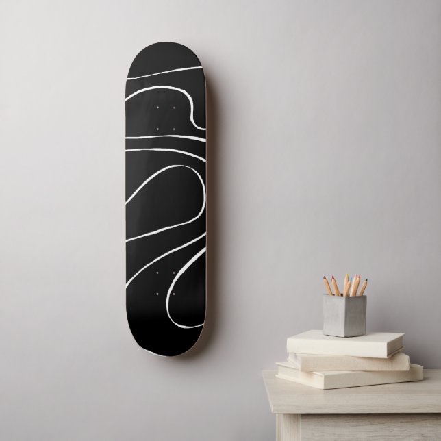 Ebb und Flow 2 - Schwarz auf Weiß Skateboard (Wandkunst)
