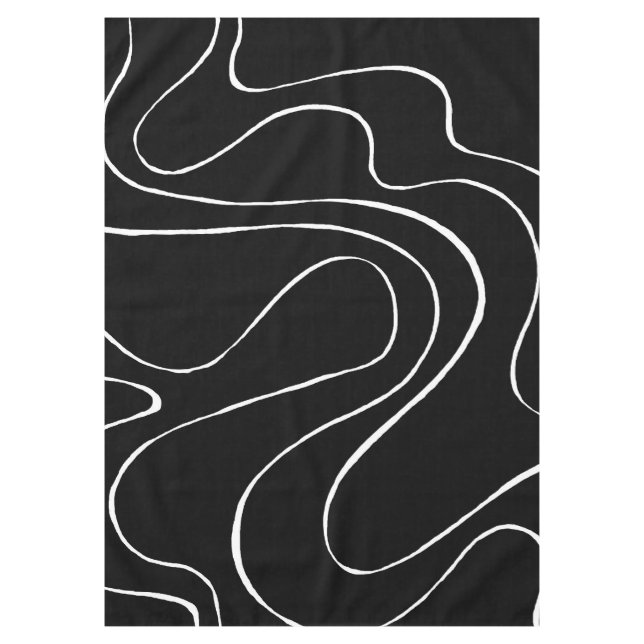 Ebb und Flow 2 - Schwarz auf Weiß Tischdecke (Vorderseite)