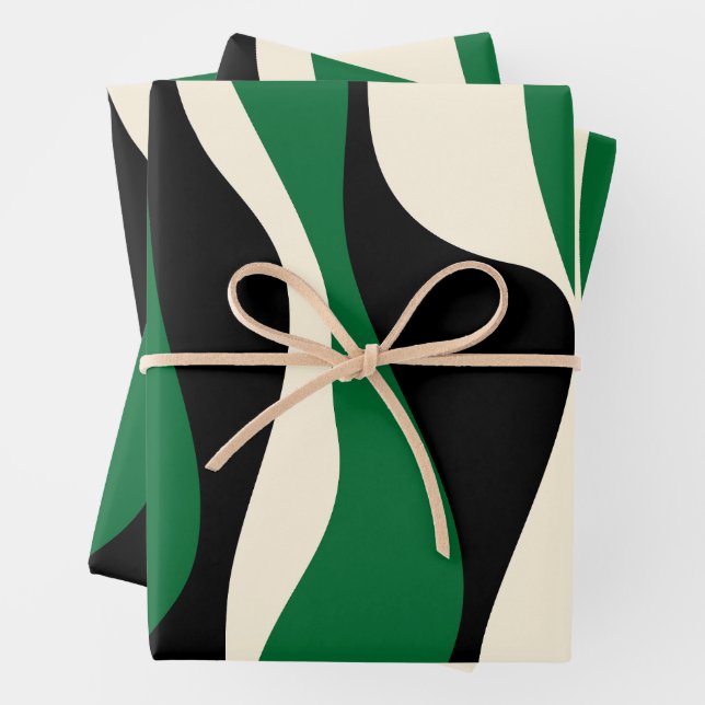 EBB und Flow 4 in Grün, Creme und Schwarz Geschenkpapier Set (Beispiel)