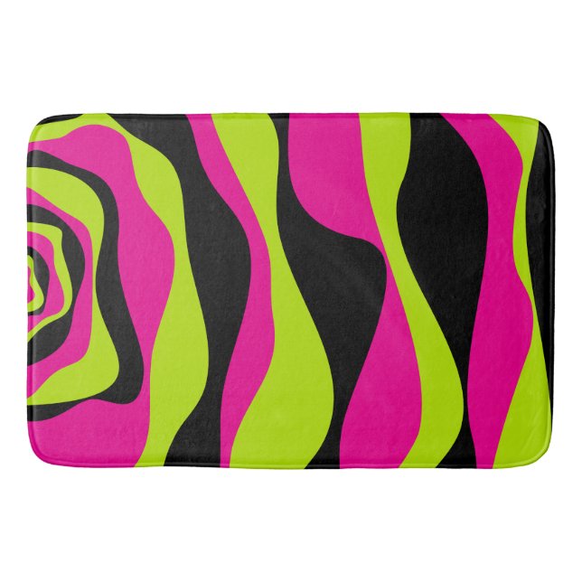 EBB und Flow 4 in Lime Green, Hot Pink und Black Badematte (Vorderseite)