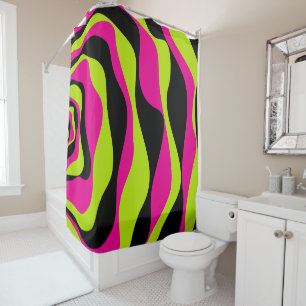 EBB und Flow 4 in Lime Green, Hot Pink und Black Duschvorhang