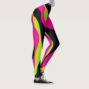 EBB und Flow 4 in Lime Green, Hot Pink und Black Leggings