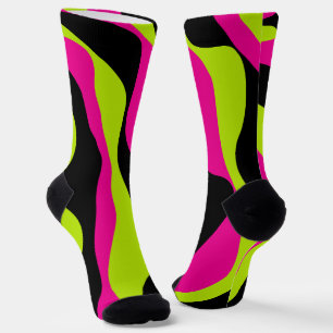 EBB und Flow 4 in Lime Green, Hot Pink und Black Socken