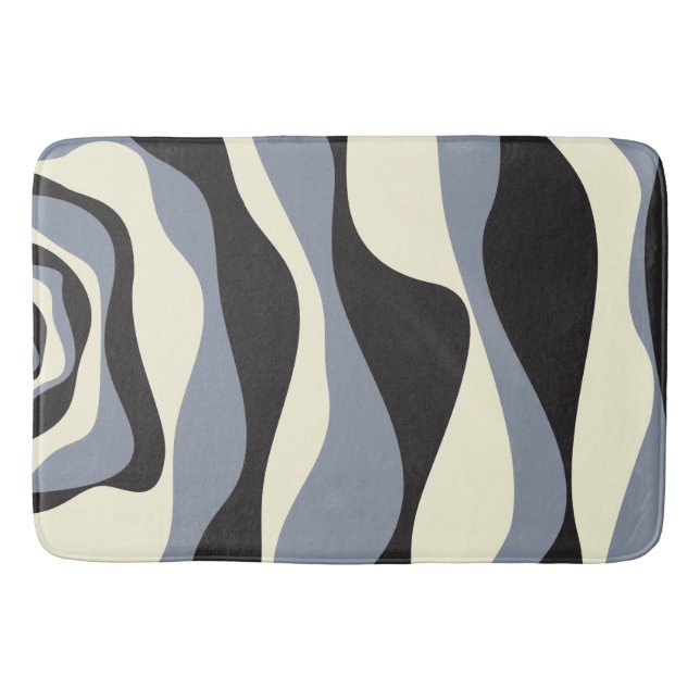 EBB und Flow 4 in Schwarz, Grau und Creme Badematte (Vorderseite)