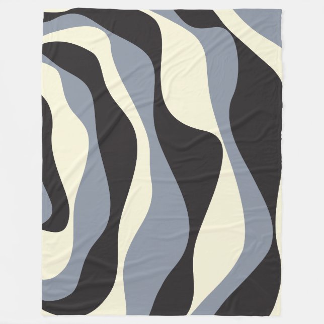 EBB und Flow 4 in Schwarz, Grau und Creme Fleecedecke (Vorderseite)