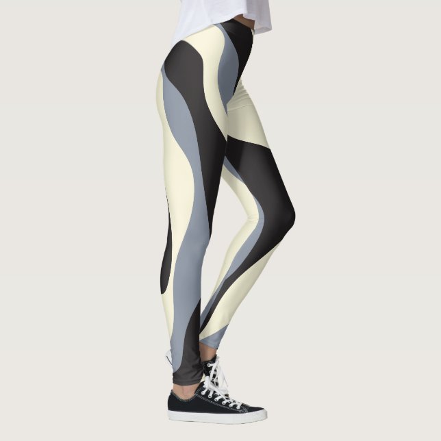 EBB und Flow 4 in Schwarz, Grau und Creme Leggings (Rechts)