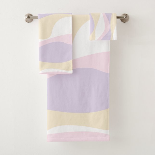 EBB und Flow 4 - Pastellrosa, Gelb und Lila Badhandtuch Set (Insitu)