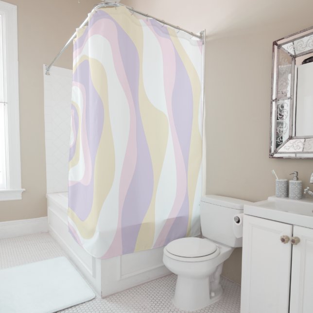 EBB und Flow 4 - Pastellrosa, Gelb und Lila Duschvorhang (Beispiel)