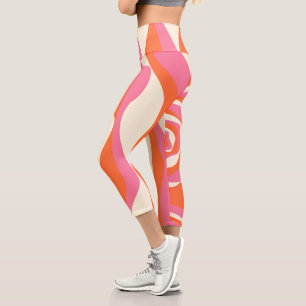 EBB und Flow 4 - Rosa, Orange und Creme Capri Leggings