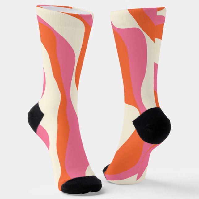 EBB und Flow 4 - Rosa, Orange und Creme Socken (Gewinkelt)