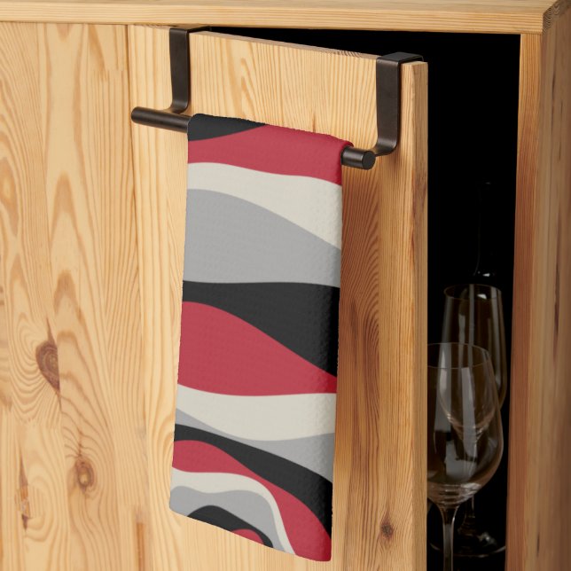 EBB und Flow 4 - Rot, Grau, Schwarz und Knochen we Geschirrtuch (Drittel gefaltet)