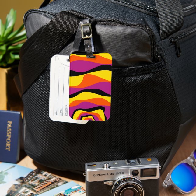 EBB und Flow 4 - Schwarz, Rosa, Orange und Gelb Gepäckanhänger (Vorderseite & Rückseite)