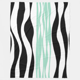 Ebb und Flow - Minze grün, weiß und schwarz Fleecedecke