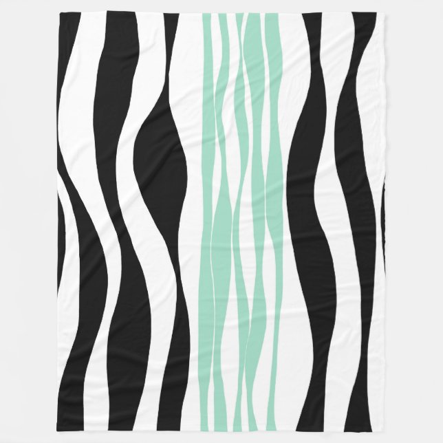 Ebb und Flow - Minze grün, weiß und schwarz Fleecedecke (Vorderseite)